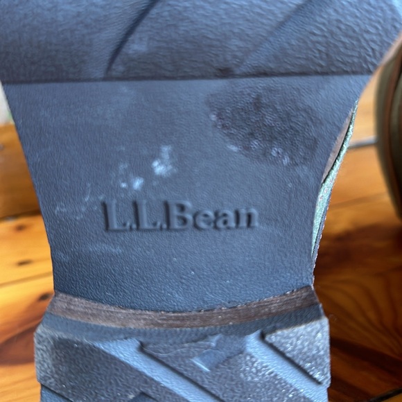 LL Bean  SZ 7.5 Combat Boots Brown Leather W Green Woven Embellishment! - Picture 9 of 9